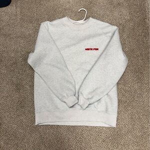 White Fox Boutique Gray Sweatshirt with Red Logo